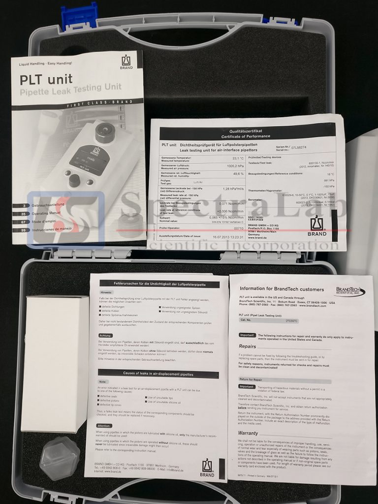 BRAND Pipette Leak Testing Unit Spectralab Scientific Inc.