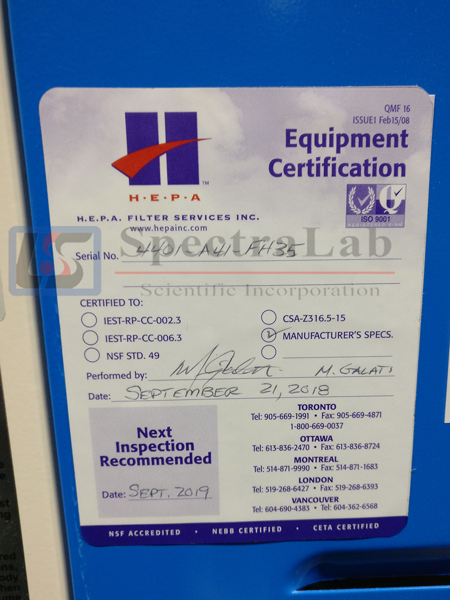 Mott Fume Hood Model 7421000 Spectralab Scientific Inc.